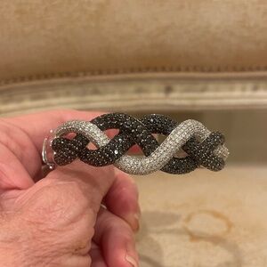 Black and White Pave Diamond Bangle Bracelet